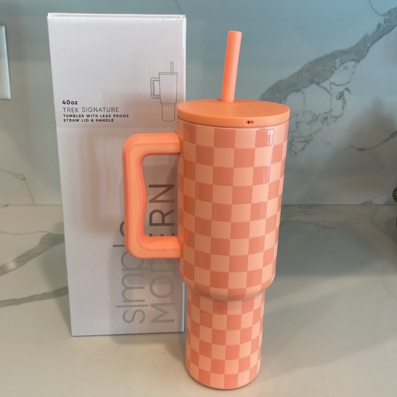 Simple Modern - Tropical Peach Checkmate - 40oz Trek Signature Tumbler - NWT! - Picture 2 of 10